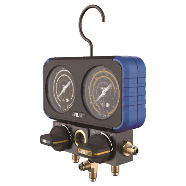 Манометрический коллектор двухвентильный Value NAVTEK VRM2-B-0401, для R22, R410a, R134a, R407c, шланги 150 см, кейс
