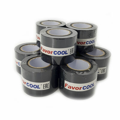 Лента для герметизации трасс кондиционера FavorCool PVC AIR с клеевым слоем 0.13mm*50mm*18m (черная), комплект 10 шт