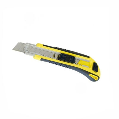 Нож универсальный обрезиненный с фиксатором, 3 лезвия 18*100мм с автозаменой KINWEHR