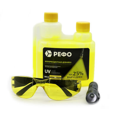 Набор УФ-краситель РЕФО 450 мл + защитные очки + UV фонарик