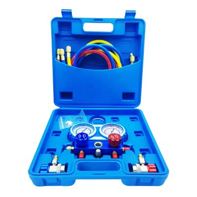 Манометрический коллектор двухвентильный Value VMG-2-R22-B+QC, для R22, R134a, R404a, R407c, быстросъемные муфты, шланги 120 см
