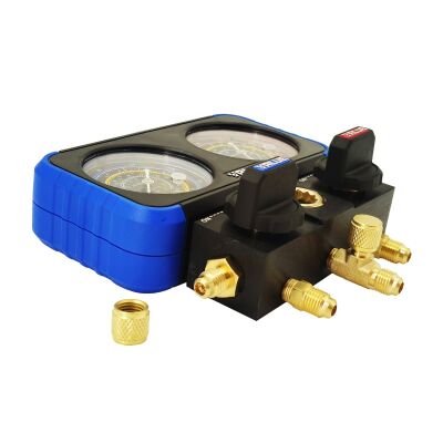 Манометрический коллектор двухвентильный Value NAVTEK VRM2-B-0501, для R22, R134a, R404a, R407c, шланги 150 см, кейс