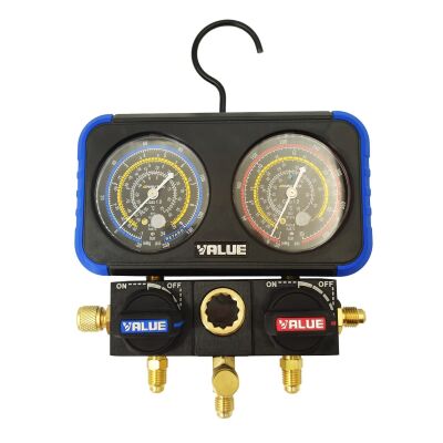 Манометрический коллектор двухвентильный Value NAVTEK VRM2-B-0501, для R22, R134a, R404a, R407c, шланги 150 см, кейс