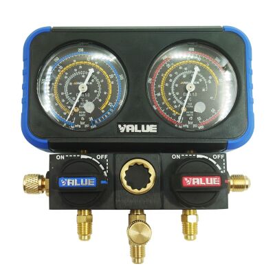 Манометрический коллектор двухвентильный Value NAVTEK VRM2-B-0401, для R22, R410a, R134a, R407c, шланги 150 см, кейс