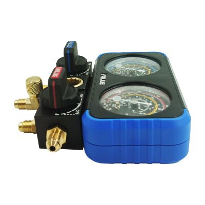 Манометрический коллектор двухвентильный Value NAVTEK VRM2-B-0401, для R22, R410a, R134a, R407c, шланги 150 см, кейс