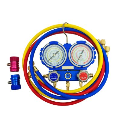 Манометрический коллектор двухвентильный Value VMG-2-R134А, для R134a, быстросъемные муфты, шланги 90 см, кейс