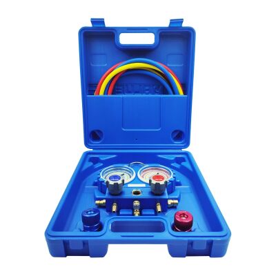 Манометрический коллектор двухвентильный Value VMG-2-R134А, для R134a, быстросъемные муфты, шланги 90 см, кейс