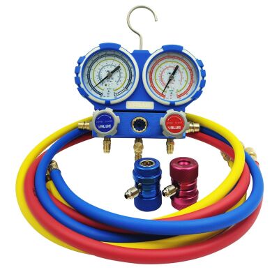 Манометрический коллектор двухвентильный Value VMG-2-R134А, для R134a, быстросъемные муфты, шланги 90 см, кейс