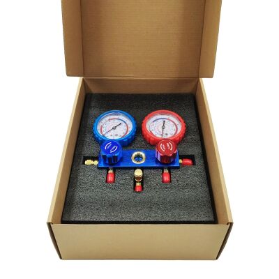 Манометрический коллектор двухвентильный FavorCool FC-160G, для R12, R22, R404a, R134a, шланги 120 см