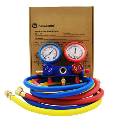 Манометрический коллектор двухвентильный FavorCool FC-160G, для R12, R22, R404a, R134a, шланги 120 см