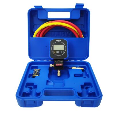 Манометрический коллектор одновентильный электронный Value NAVTEK VRM1-0101i, на высокое давление, для всех хладагентов, шланги 150 см, кейс