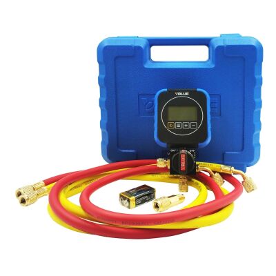 Манометрический коллектор одновентильный электронный Value NAVTEK VRM1-0101i, на высокое давление, для всех хладагентов, шланги 150 см, кейс