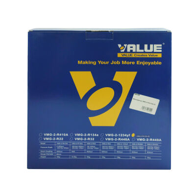 Манометрический коллектор двухвентильный Value VMG-2-R410A-02, для R22, R134a, R410a, R407c, шланги 90 см, кейс