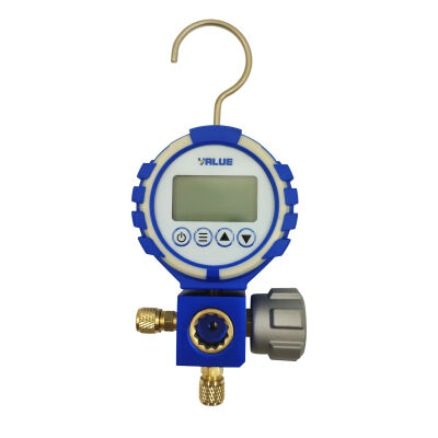 Манометрический коллектор одновентильный электронный Value VDG-S1, для R 22, R32, R290, R410A, 1234 yf, R134A, R404A, R407C, R507, низкое давление, шланги 120 см, кейс