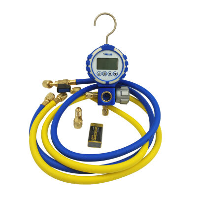 Манометрический коллектор одновентильный электронный Value VDG-S1, для R 22, R32, R290, R410A, 1234 yf, R134A, R404A, R407C, R507, низкое давление, шланги 120 см, кейс