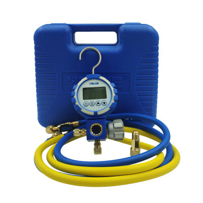 Манометрический коллектор одновентильный электронный Value VDG-S1, для R 22, R32, R290, R410A, 1234 yf, R134A, R404A, R407C, R507, низкое давление, шланги 120 см, кейс