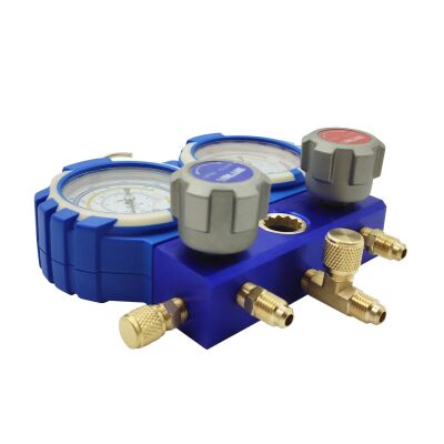 Манометрический коллектор двухвентильный Value VMG-2-R410A-B, для R22, R134a, R410a, R407c, шланги 120 см, кейс