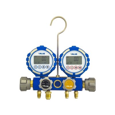 Манометрический коллектор четырехвентильный электронный Value VDG-4-S1, для всех хладагентов, шланги 150 см, кейс
