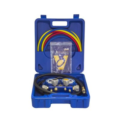 Манометрический коллектор четырехвентильный электронный Value VDG-4-S1, для всех хладагентов, шланги 150 см, кейс