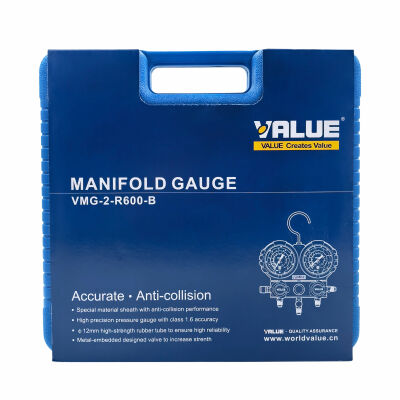 Манометрический коллектор двухвентильный Value VMG-2-R600-B, для R600A, R290, шланги 120 см, кейс