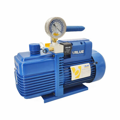Вакуумный насос Value V-i160SV, 142 л/мин, одноступенчатый + мановакуумметр + обратный клапан