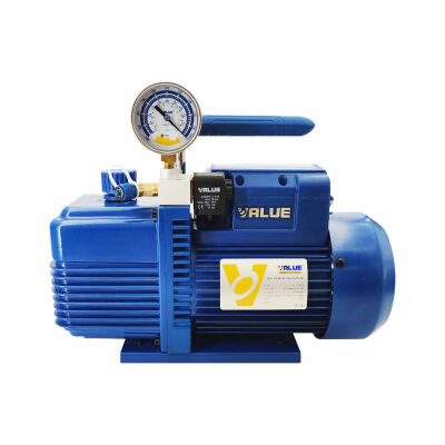 Вакуумный насос Value V-i160SV, 142 л/мин, одноступенчатый + мановакуумметр + обратный клапан