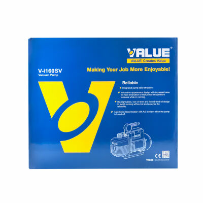 Вакуумный насос Value V-i160SV, 142 л/мин, одноступенчатый + мановакуумметр + обратный клапан