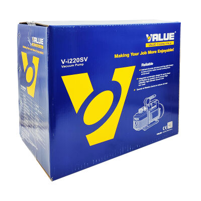 Вакуумный насос Value V-i220SV, 51 л/мин, двухступенчатый + мановакуумметр + обратный клапан