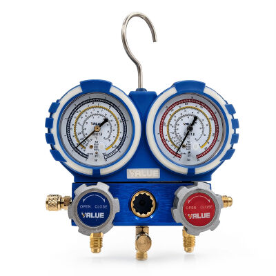 Манометрический коллектор двухвентильный Value VMG-2-R22-B, для R22, R134a, R404a, R407c, шланги 120 см, кейс