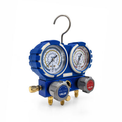 Манометрический коллектор двухвентильный Value VMG-2-R22-B, для R22, R134a, R404a, R407c, шланги 120 см, кейс